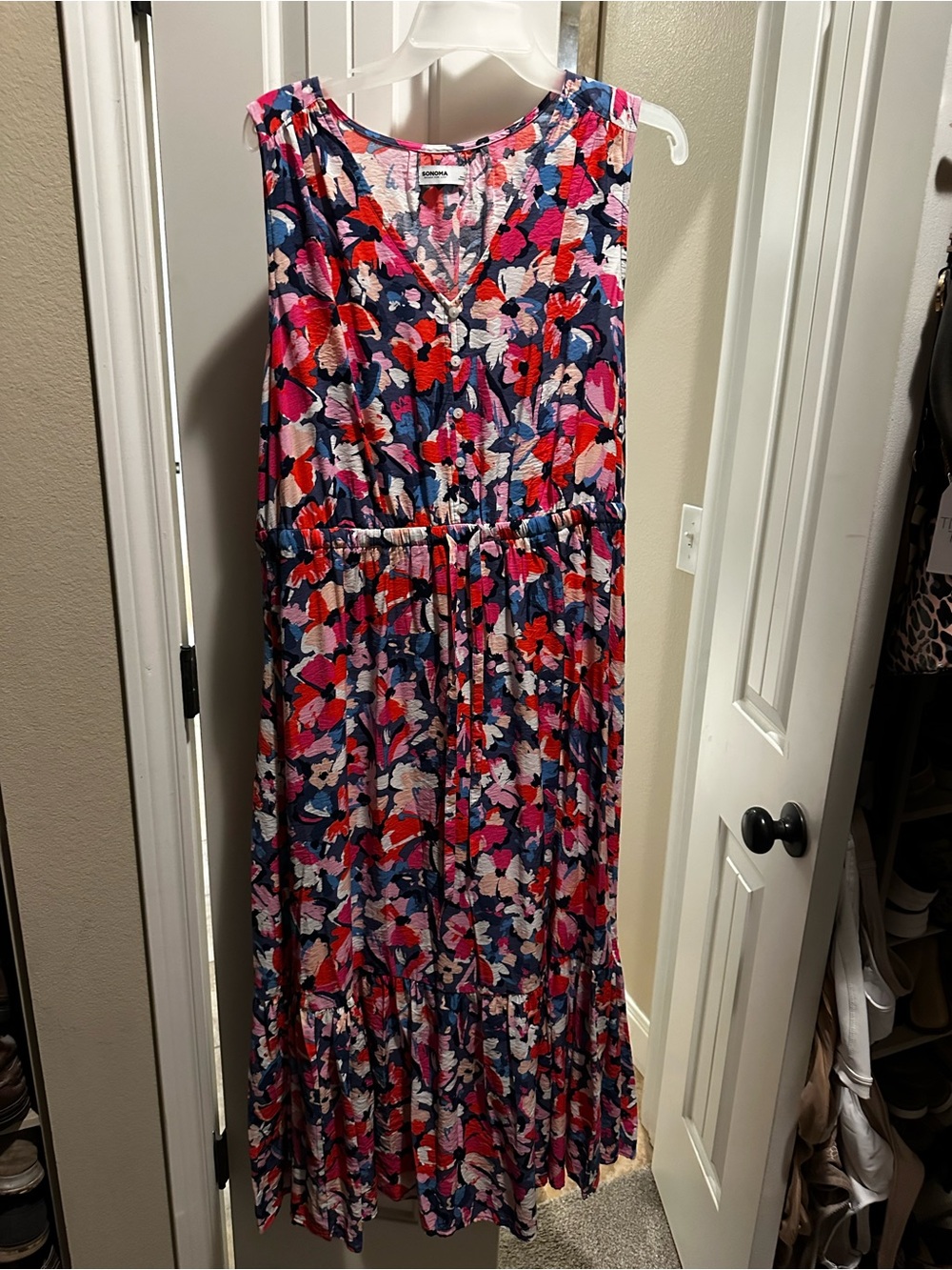 Sonoma Floral Maxi Dress - Navy, Pink & Red
